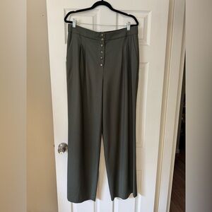 Sezane Women's NWT Cesar Olive Wide Leg trousers
